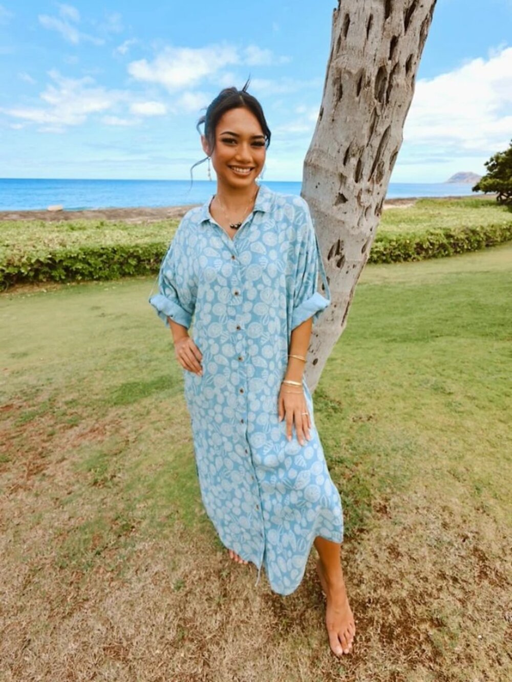 Paradise Now Hawaii Womenʻs Long Shirt Dress Shell Treasure Size Small New NWT